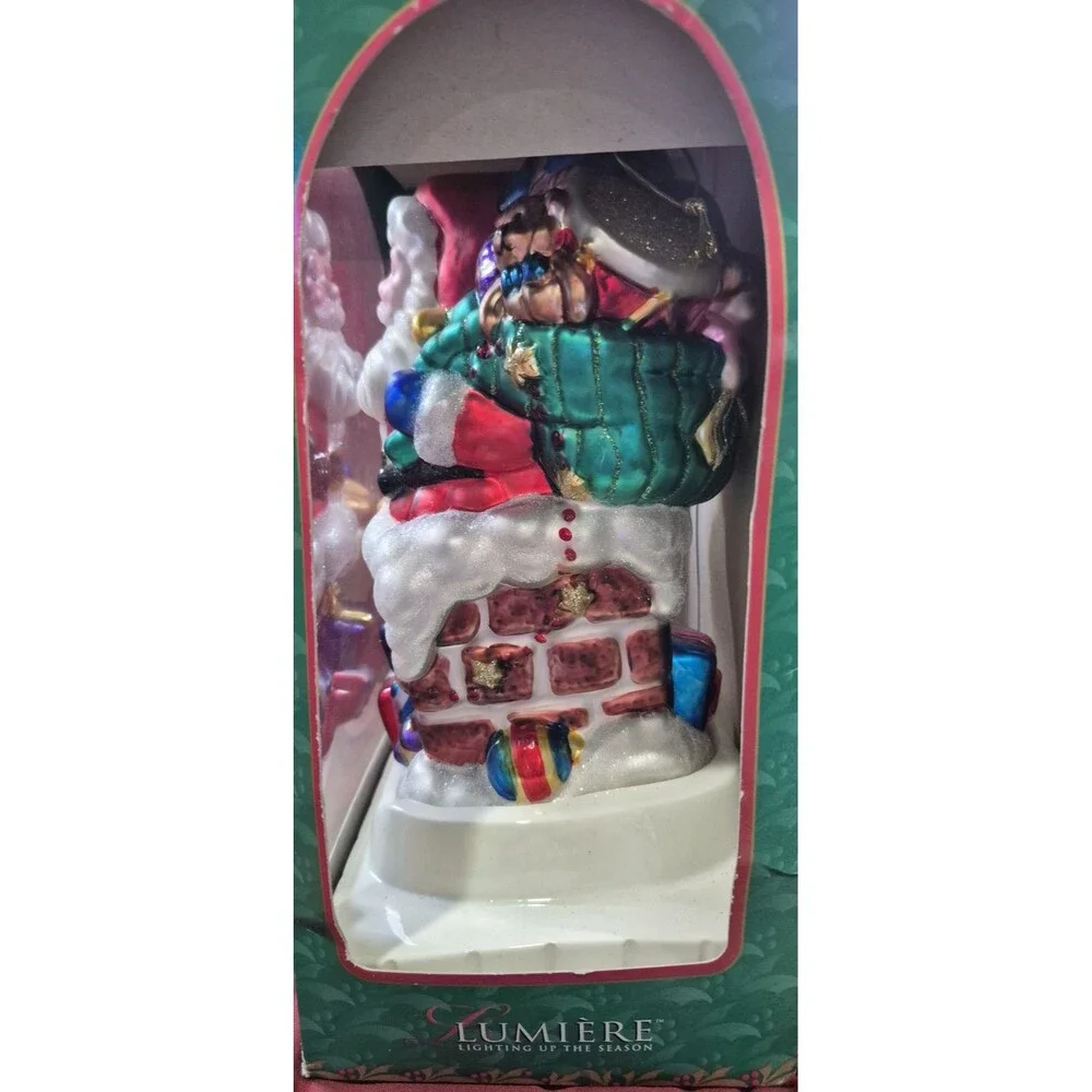 Lumiere Glass Hand Crafted Blown Glass Santa Claus Figurine 1999 Brass Key EUC